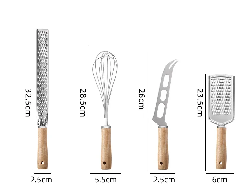 Combinación de utensilios de cocina, prensa de ajo, abrelatas y utensilios para hornear.