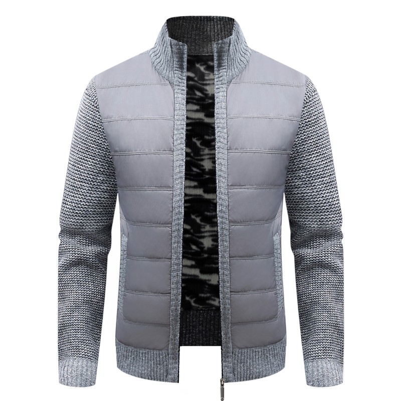 Chaqueta tipo cárdigan de invierno cálida con forro polar para hombre