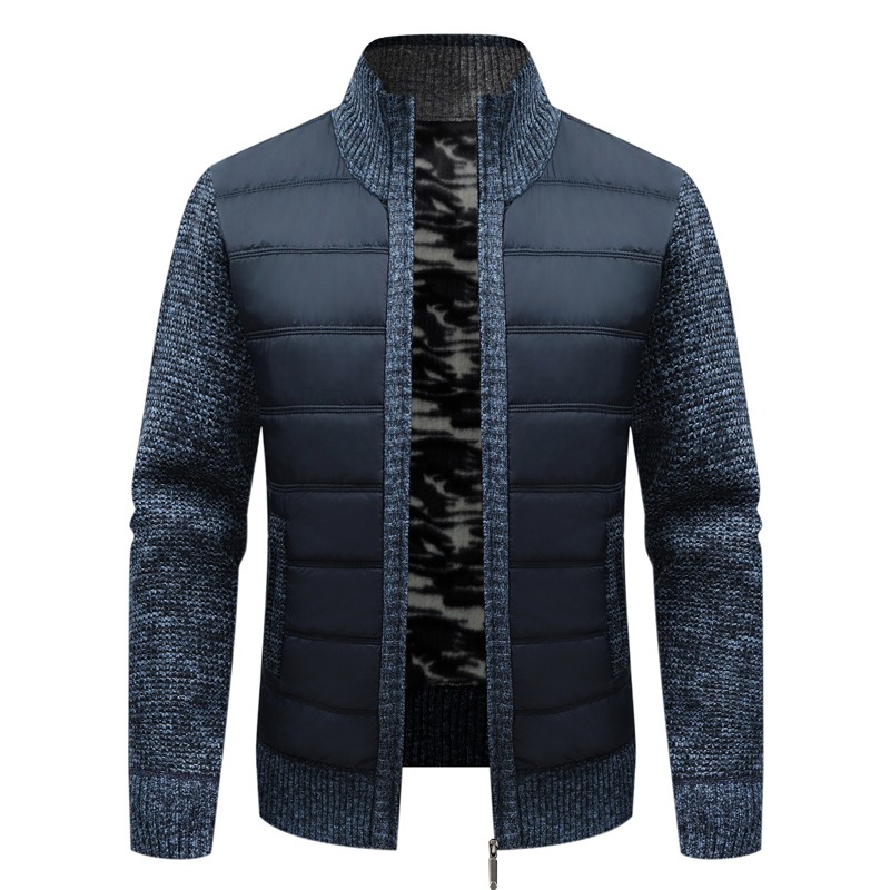 Chaqueta tipo cárdigan de invierno cálida con forro polar para hombre