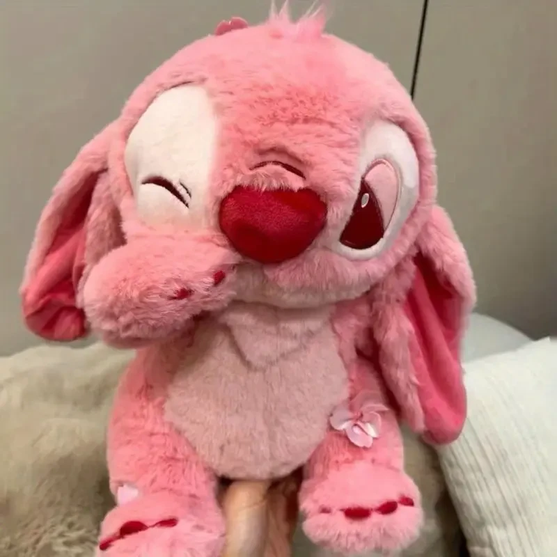 Figura de peluche de Stitch de la serie Angel, regalo de fiesta para adolescentes mayores de 14 años, fibra de poliéster premium, almohada para dormir de Stitch, regalo de San Valentín, cumpleaños, boda, aniversario, juguete coleccionable creativo rosa.