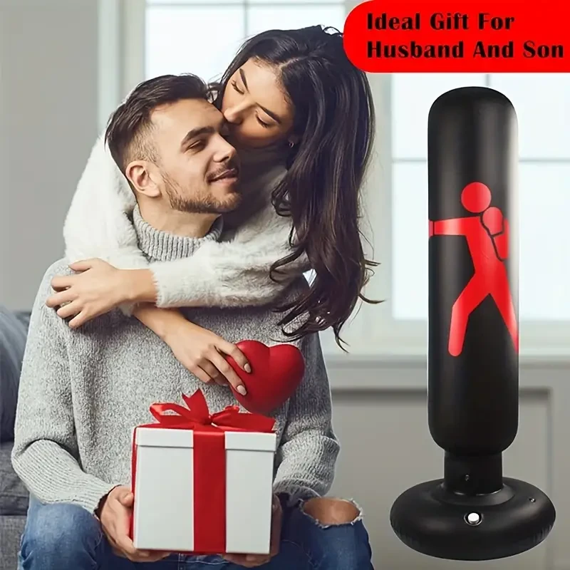 Saco de boxeo inflable de 160,02 cm con soporte para rebote instantáneo, ideal para practicar boxeo a diario. Ideal para Halloween, Acción de Gracias y Navidad.