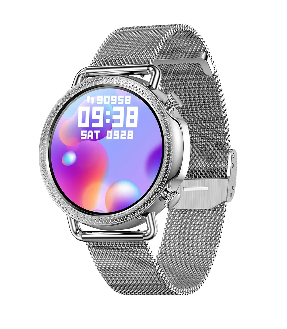 Reloj inteligente para mujer con control de temperatura corporal, círculo completo y táctil, esfera personalizada.