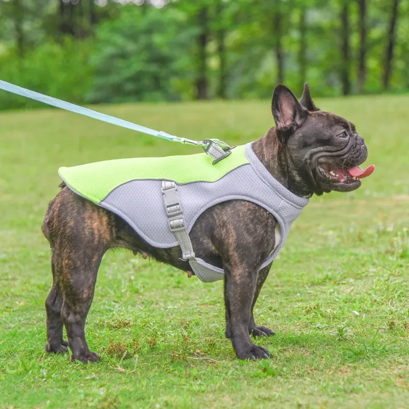 Chaleco refrescante de verano para perros, resistente al calor, transpirable y resistente al sol, ideal para pasear al aire libre.