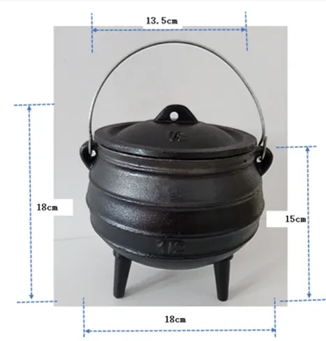 Caldero de hierro fundido de tres patas, olla sudafricana