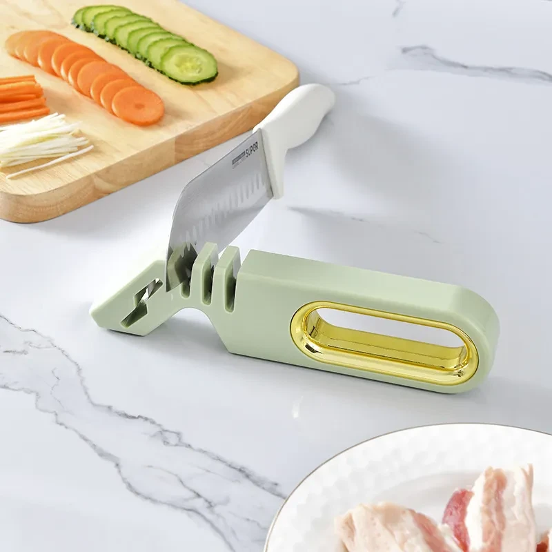 Amoladora manual de piedra cuatro en uno para el hogar, herramientas para afilar cuchillos de cocina