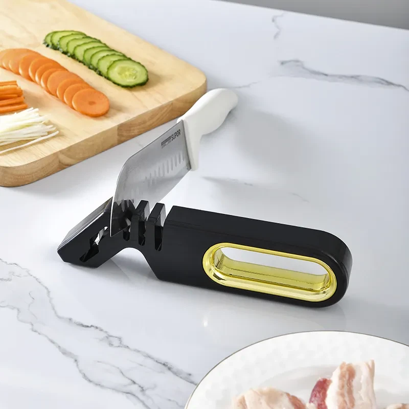 Amoladora manual de piedra cuatro en uno para el hogar, herramientas para afilar cuchillos de cocina