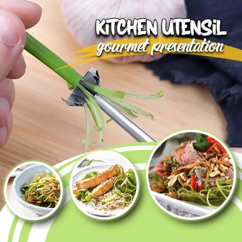 Cortador de ciruela y cebollín de acero inoxidable, herramienta de cocina creativa