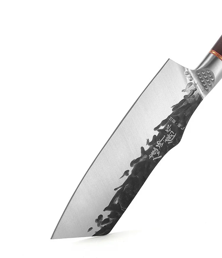 Cuchillo de cocina para fruta de acero inoxidable con mango de madera