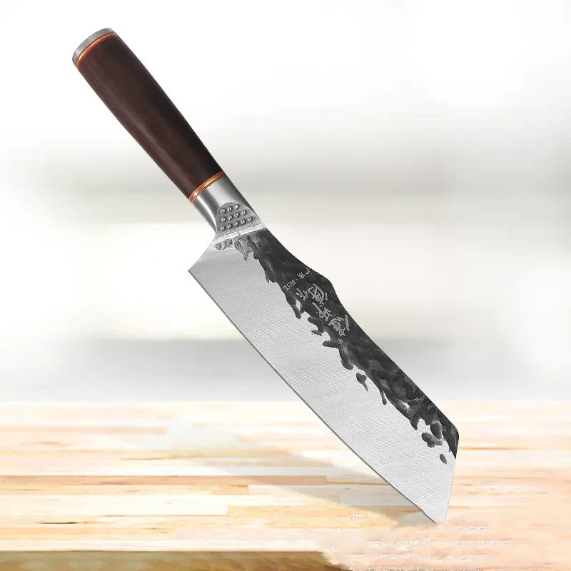 Cuchillo de cocina para fruta de acero inoxidable con mango de madera
