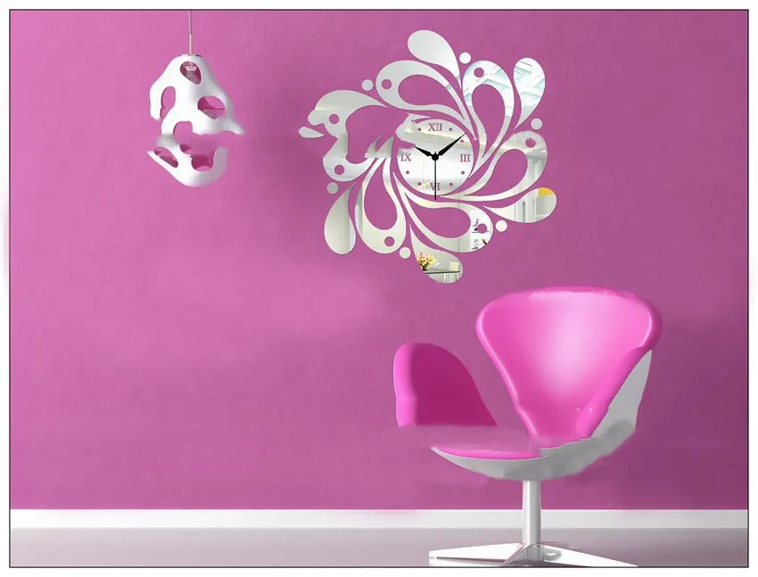 Reloj de pared con espejo Preciser, ideal para sala de estar, oficina y cocina.