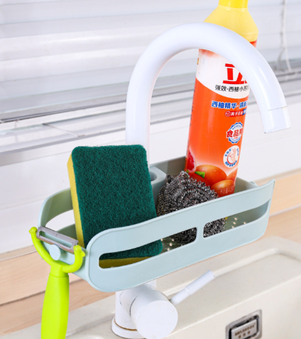 Estantes de cocina colgados de un grifo, estante de baño con enganche a presión para fregadero
