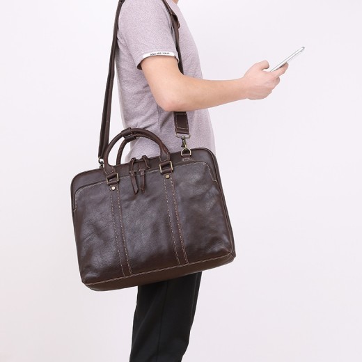 Bolso de mano para hombre, maletín de cuero, bandolera de hombro