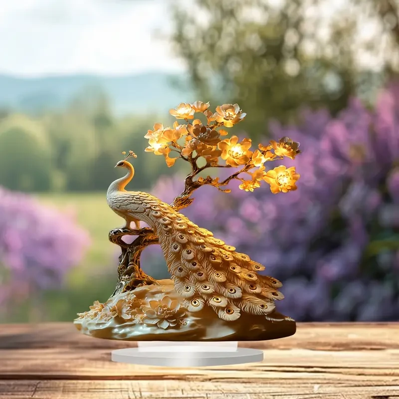 1 expositor de mesa acrílico con diseño de pavo real, estilo bohemio.