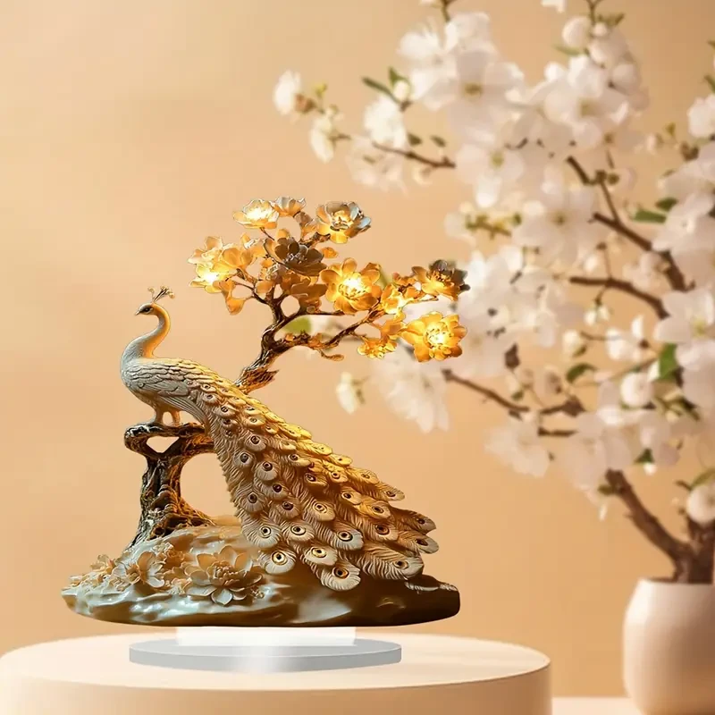 1 expositor de mesa acrílico con diseño de pavo real, estilo bohemio.