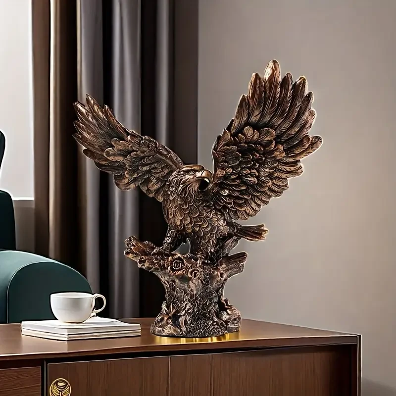 Majestuosa escultura de águila de resina - Decoración nórdica moderna para el hogar