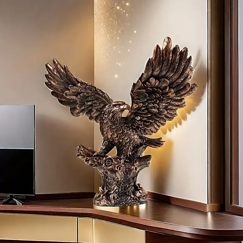 Majestuosa escultura de águila de resina - Decoración nórdica moderna para el hogar