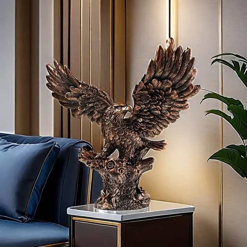 Majestuosa escultura de águila de resina - Decoración nórdica moderna para el hogar