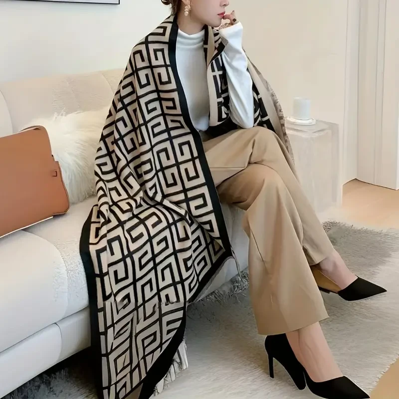Bufanda de cachemira sintética con doble G en jacquard