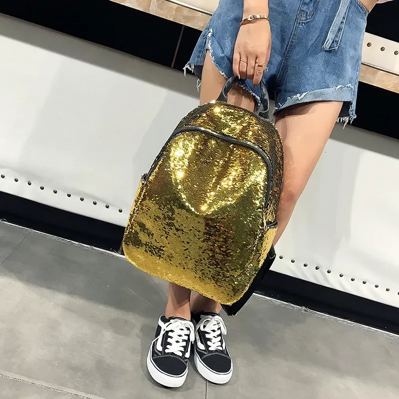 Nueva mochila con lentejuelas para mujer, versión coreana