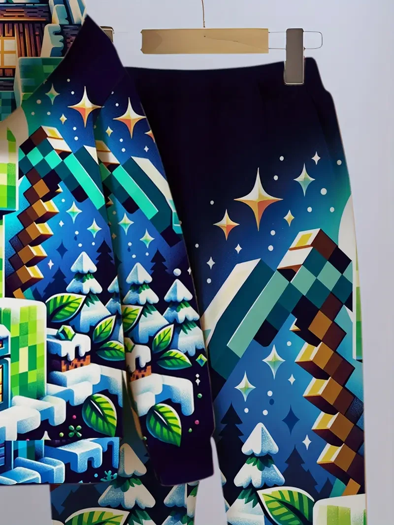 Conjunto de sudadera y jogger con estampado 3D para niño - Tejido elástico y acogedor para otoño/invierno | Lavable a máquina, perfecto para exteriores