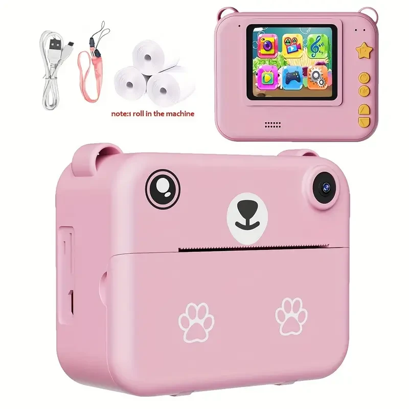 Cámara digital de impresión instantánea para niños, video HD, batería recargable de 1500 mAh, temporizador, para niños de 3 a 12 años, ideal para Navidad y cumpleaños.