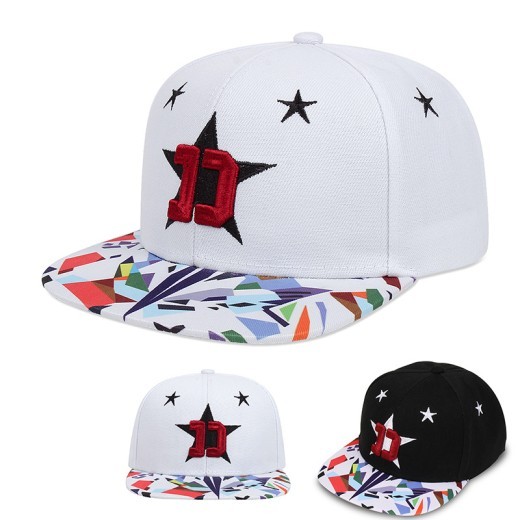 Gorra de ala plana con protección solar para exteriores con bordado de estrella de cinco puntas