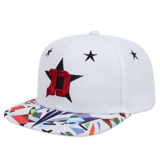 Gorra de ala plana con protección solar para exteriores con bordado de estrella de cinco puntas