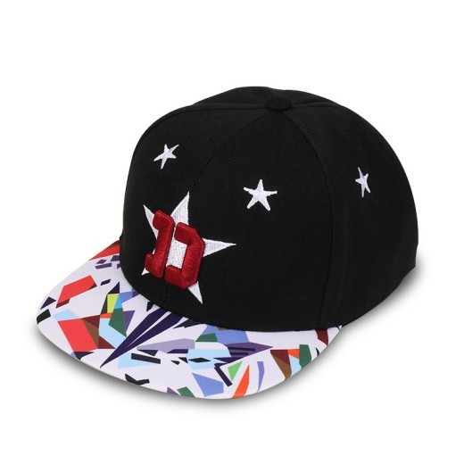 Gorra de ala plana con protección solar para exteriores con bordado de estrella de cinco puntas