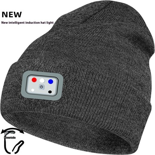 Gorro de punto luminoso con luz de inducción para pesca nocturna