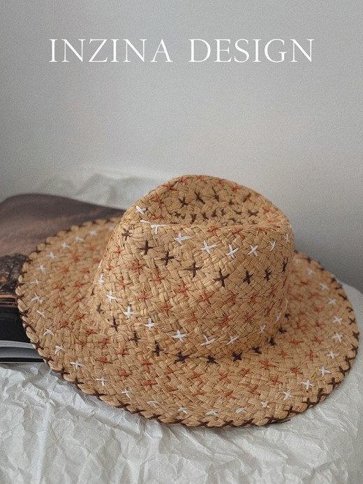 Sombrero de paja estilo vaquero occidental con personalidad retro