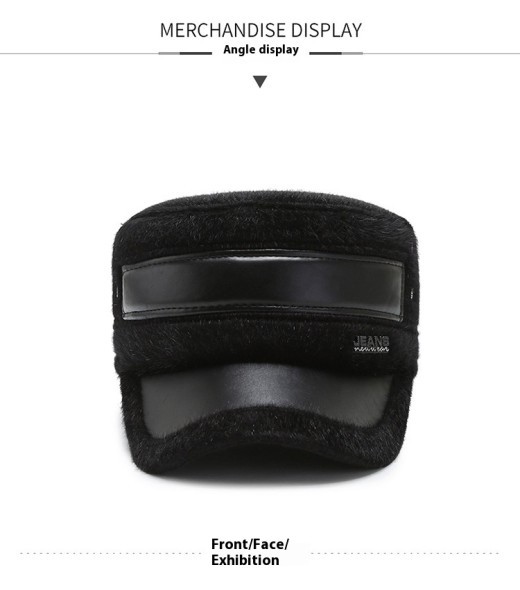 Gorra plana de algodón térmico resistente al frío con orejeras forradas de vellón tipo visón