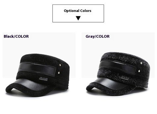 Gorra plana de algodón térmico resistente al frío con orejeras forradas de vellón tipo visón