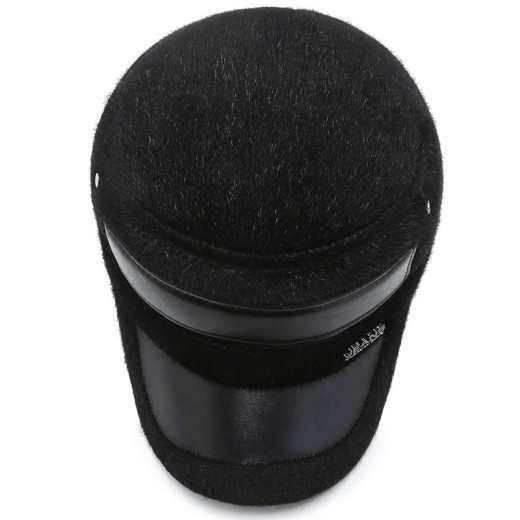 Gorra plana de algodón térmico resistente al frío con orejeras forradas de vellón tipo visón