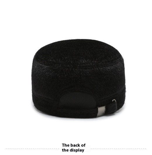 Gorra plana de algodón térmico resistente al frío con orejeras forradas de vellón tipo visón