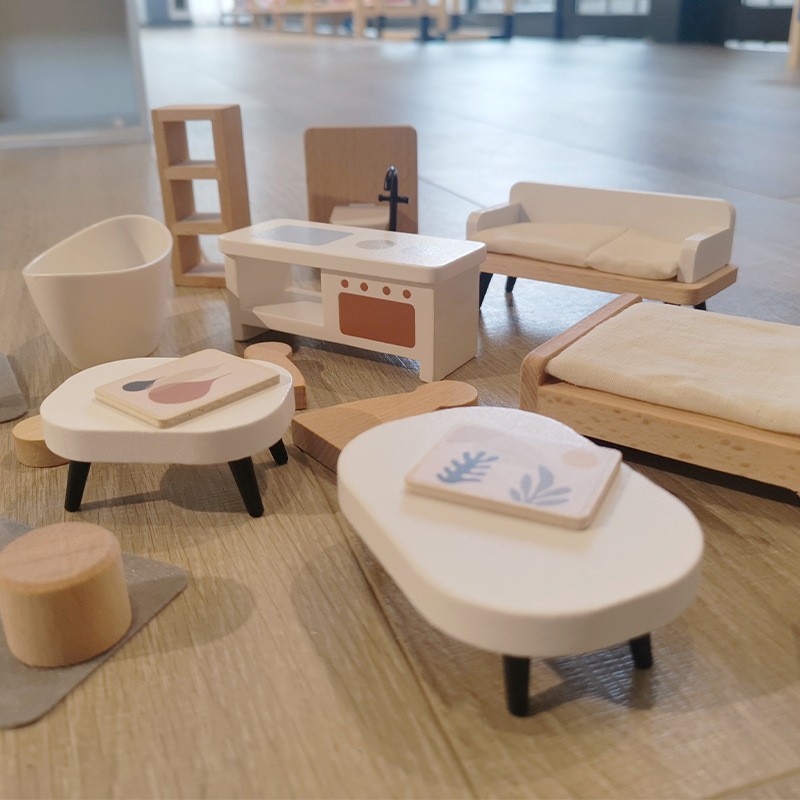 Simulación de bebé, villa pequeña, juguetes para habitación de muñecas ensamblados