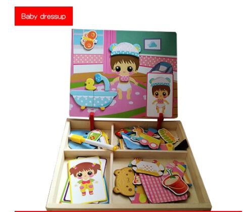 Rompecabezas magnético Montessori divertido para niños, caja de madera, juego de dibujos animados, juguetes educativos de pintura para niños, regalo antiestrés