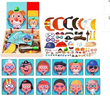 Rompecabezas magnético Montessori divertido para niños, caja de madera, juego de dibujos animados, juguetes educativos de pintura para niños, regalo antiestrés