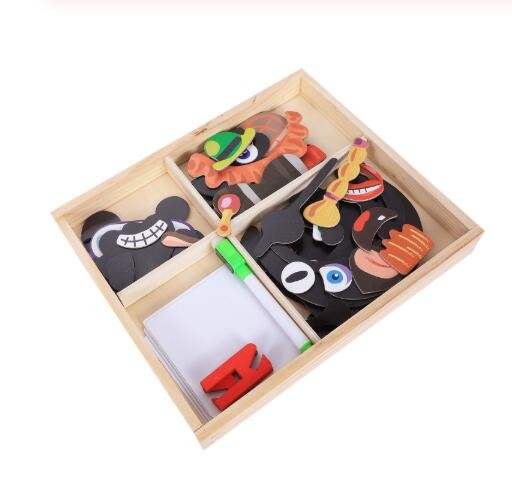 Rompecabezas magnético Montessori divertido para niños, caja de madera, juego de dibujos animados, juguetes educativos de pintura para niños, regalo antiestrés