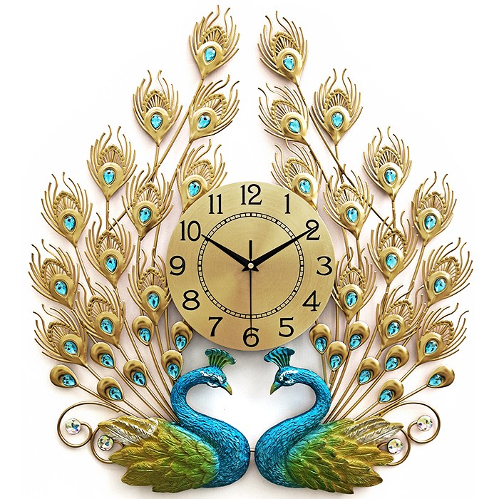 Exhibición de reloj de pared de pavo real