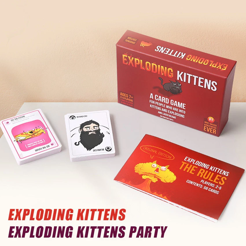 Juegos de mesa Exploding Kittens (PAQUETE DE FIESTA, BARKING KITTENS, STREAKING IMPLODING) Juego de cartas Exploding Kittens