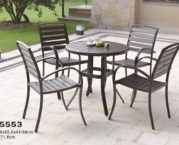 Conjunto de mesa y sillas redondas para exterior (5 piezas)