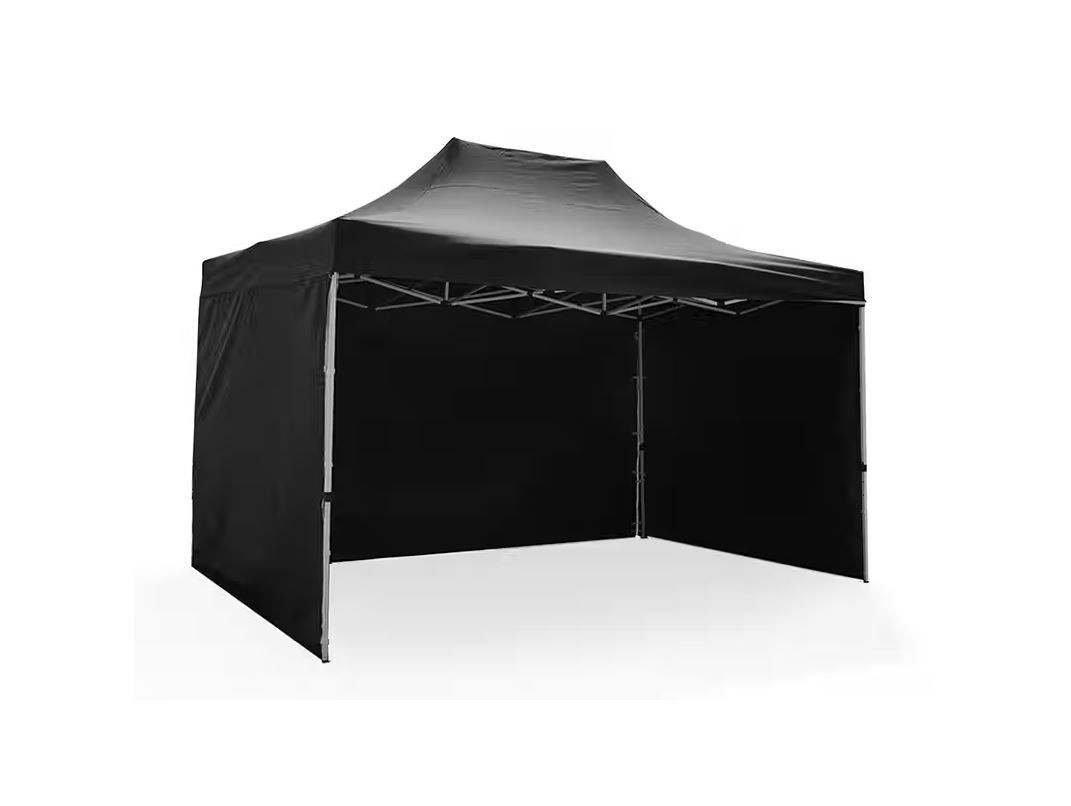 Gazebo 3M X 4.5M Negro con 3 paredes laterales