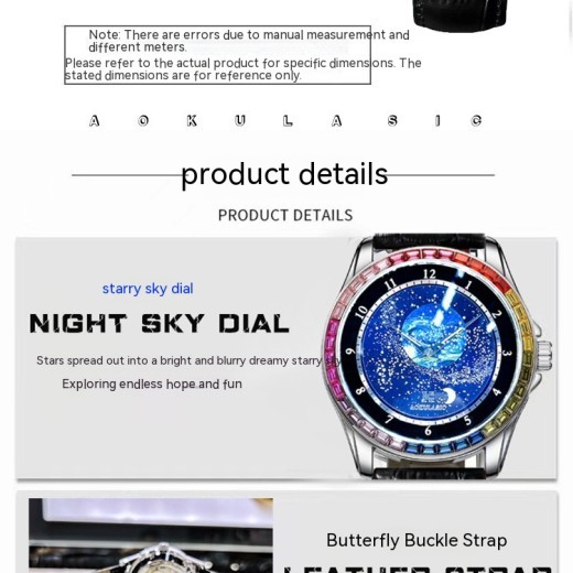 Reloj mecánico automático Ogulas Starry Sky con cristales coloridos para hombre, resistente al agua y luminoso.