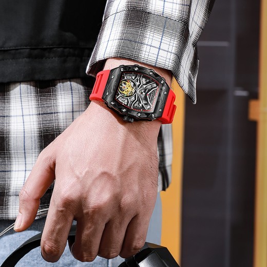 Reloj mecánico hueco para hombre, resistente al agua y luminoso.