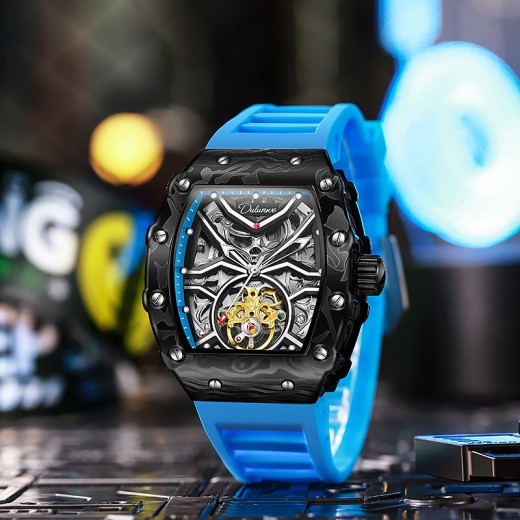 Reloj mecánico hueco para hombre, resistente al agua y luminoso.
