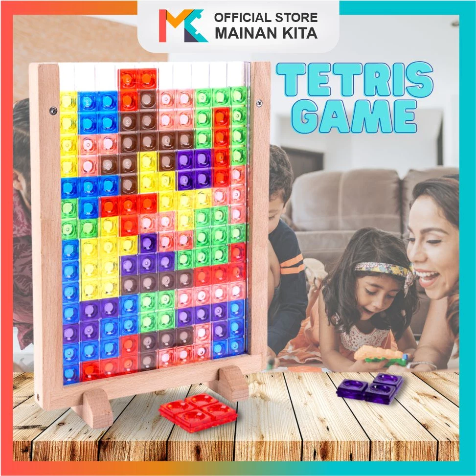 MK115 Juguetes educativos para niños de 4 a 6 años: Juego de mesa de Tetris creativo en madera 3D | Rompecabezas de bloques de construcción