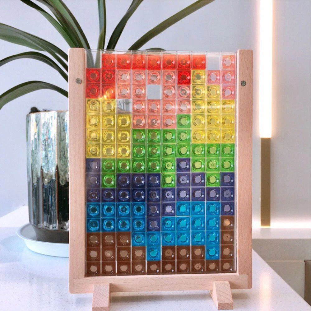 MK115 Juguetes educativos para niños de 4 a 6 años: Juego de mesa de Tetris creativo en madera 3D | Rompecabezas de bloques de construcción