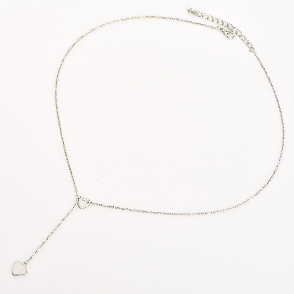 Collar con colgante de corazón de melocotón en forma de Y para mujer