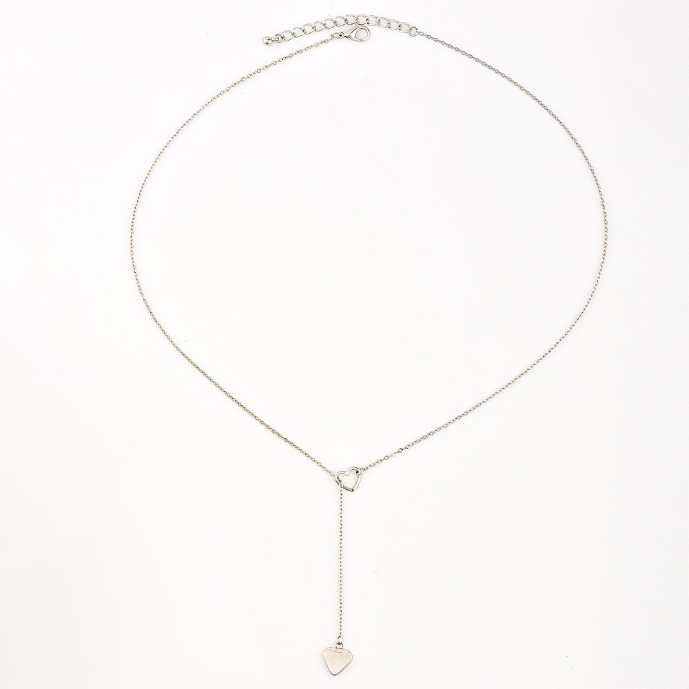 Collar con colgante de corazón de melocotón en forma de Y para mujer