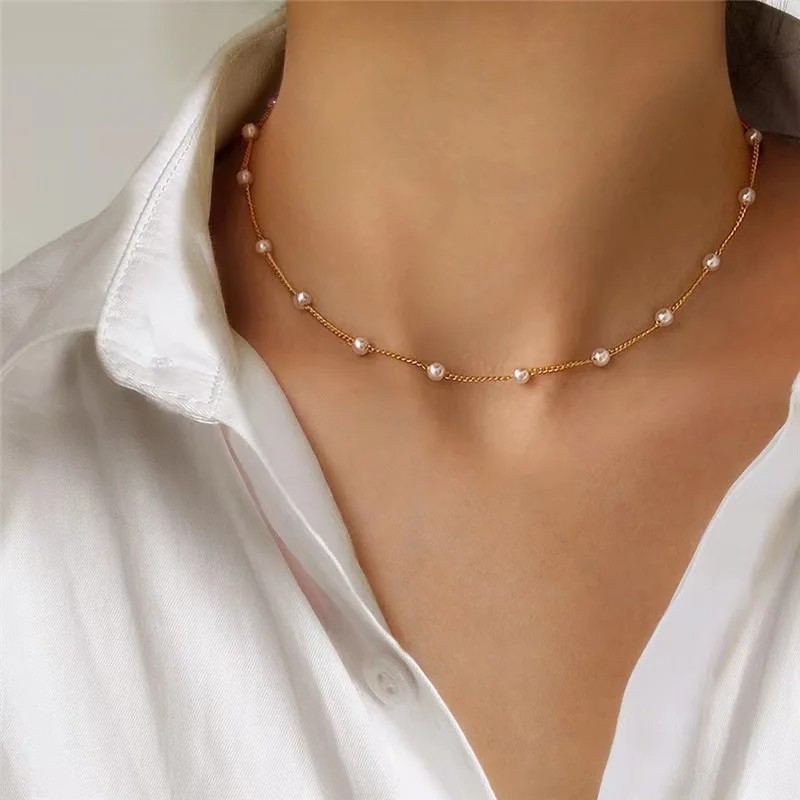 Nueva cadena de cuello de cuentas para mujer